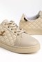 Beige Women's Sports Shoes Quilted Stitched and Tied - 2
