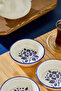 Blue Floral Print Round 3-Piece Ceramic Snack Bowl and Sauce Bowl, Jam Bowl Set 12 cm Mini Breakfast Bowl - 5