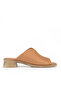 , Women's Genuine Leather Heels Slipper 1611020Z6189 Tan