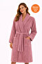Women's Plum Cotton Piece Towel and Bathrobe Set Shawl Collar Soft-Textured Bathrobe + Towel