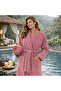 Women's Plum Cotton Piece Towel and Bathrobe Set Shawl Collar Soft-Textured Bathrobe + Towel - 4