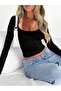 Women's Plain Low-Cut Collar Cropped Body - 2