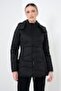 Women's Regular Fit Water-Repellent and Breathable Fabric Hooded Black Coat