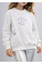 Rabbit Plush Appliqued Silver Detailed White Girls' 100% Cotton Sweatshirt (2-9 Years) - 2