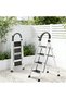 4-step foldable ladder, sturdy steel folding stool, wide non-slip pedals, suitable for outdoor,white - 3