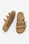 Women's Genuine Leather Three-Stripe Studded Casual Shoes Slipper Zoven Camel Suede - 8