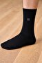 Soket Socks Flat 3 Pairs Black Men's Socks with Towel Sole and N Letter Detail - 2