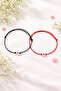 Red Black String Cord Fate Bond Couple Bracelet Heart B Beaded Lover Bracelet