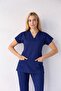 Indigo Light Navy Lycra Nurse Doctor Uniform Unisex Surgical Set Scrubs Uniform - 4