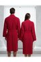 Unisex Burgundy Essence Kimono Bathrobe With Ribbed Border (Large) - 3