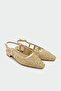 Nopen Embroidery Detailed Women's Gold Ballet Flats - 2
