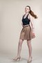 Women's Summer Beige Printed High-Corsage Belted Mini Skirt Stylish Daily Comfortable 6878 - 5