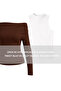 Open-Shoulder Athlete Knitted Blouse Lax0009 Brown - 4