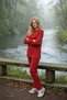 Women's Slit Blouse and Elastic Hem Pants Set in Cotton Ribbed Fabric - 2