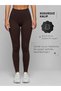 Rib Knit Knitted Corded Fabric High Waist Shaping / Sculpting Brown Leggings No Show Matte Fabric - 3