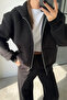 Women's High Waist Wide-Lette Pants Comfortable Zippered Cardigan Track Suit Set - 3
