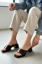 Argit Brown Wrinkled Patent Leather (4 cm Heel Length) Square Toe Heels Slipper Shoes - 4