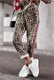 Women's Leopard Printed Piece Striped Detailed Set Dpasp7233 - 3