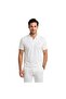 Half Zipper Polo Collar Men's T-Shirt Modal White