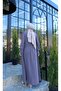Button Detailed Pleated Hijab Dress Brown Hnt8528 - 7