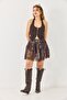 Belt piece Lace detailed Lined chiffon skirt black