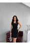 Black Lace Detailed Detachable Skirt Evening Dress - 5