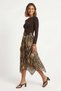 Women's Pleated Belt Piece Lined Brown Skirt - 2
