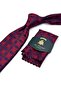 Burgundy - Classic Tie with Blue Motif Pattern Handkerchief Kk13603 - 2