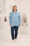 Embroidery Detailed Side Detail Slit Plus Size Shirt Baby Blue - 5