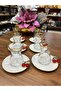 PANDORANIN BOX 6 PERSON TEA Cup SET WITH PORCELAIN PLATE, PASHABAHCE Cup, CHERRY - 3