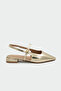 Noir Buckle Detail Women's Gold Ballet Flats