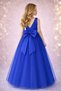 Cobalt Blue Double-Breasted Wrap Dress Graduation Birthday Special Occasion Dress - 2