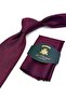 Burgundy Motif Pattern Classic Tie with Handkerchief K13642 - 2