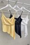 Asymmetrical Detailed Satin Women's Blouse Yellow - 3