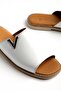 Genuine Leather Women's Flat Heels Slipper White V Buckled Face Model - 2