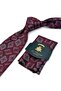 Burgundy Motif Pattern Classic Tie with Handkerchief K13609 - 2