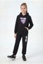 Kangaroo Pocket Hooded Love Print Detailed Girls' Tracksuit Set - 3