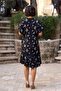 V168-Black Yellow Floral Chest Ruched Dress - 3