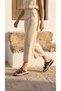 Round Three-Stripe Gold Buckle Detailed High Heeled Comfortable Women's Summer Slippers Sandals - 6