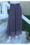 Lined Belt Piece Floral Print Tulle Skirt Brown Hnt1007 - 7