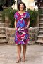 V11-Pink Blue Floral Drop Collar Dress - 2