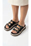 Round Three-Stripe Gold Buckle Detailed High Heeled Comfortable Women's Summer Slippers Sandals - 3