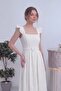 Women's Square Collar Belt in Midi Length Dress Black, Pink, White - 2