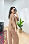 Modal Beli İp B Tie-Detail Kruvaz Brown Blouse Trouser Set - 5