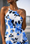 Women's Rope Strap Dress H Halter Neck D Patterned Long S Single Jersey - 2