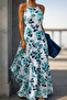Women's Rope Strap Dress H Halter Neck D Patterned Long S Single Jersey