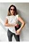 Off-the-shoulder draped sleeveless blouse - white