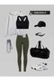 Rib Knit Knitted Corded Fabric High Waist Shaping / Sculpting Khaki Leggings No Show Matte Fabric - 6