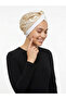 Special Design Cream Ethnic Motif Lined Ready-Made Turban Hijab Evening Dress Bonnet - 4