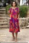 V136-Fusya Ethnic Patterned Madonna Collar Dress - 2